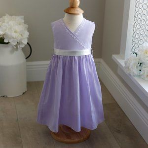 Strasburg Dress Girl Size 6-12 Months Lavender Sundress With Embroidery and Sash